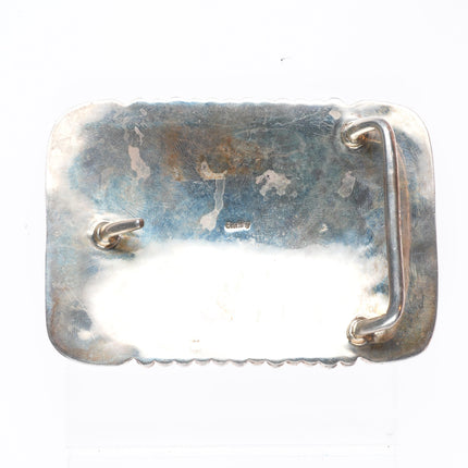 Vintage Etsate Zuni sterling silver Gan dancers intarsia inlay belt buckle