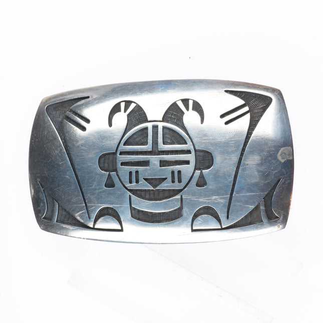 Big Bernard Dawahoya Hopi Vintage sterling silver belt buckle overlay style