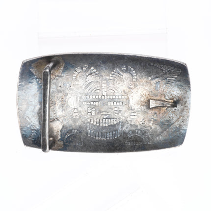 Big Bernard Dawahoya Hopi Vintage sterling silver belt buckle overlay style