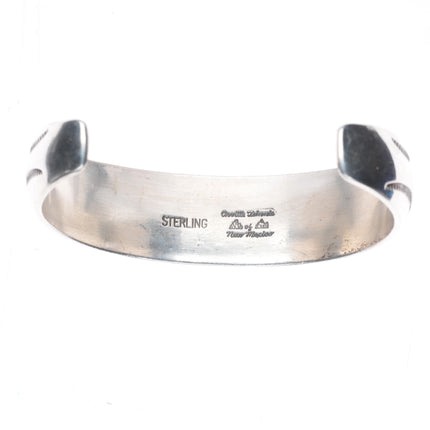 6.75" Orville Tsinnie Navajo sterling silver stamped domed cuff bracelet