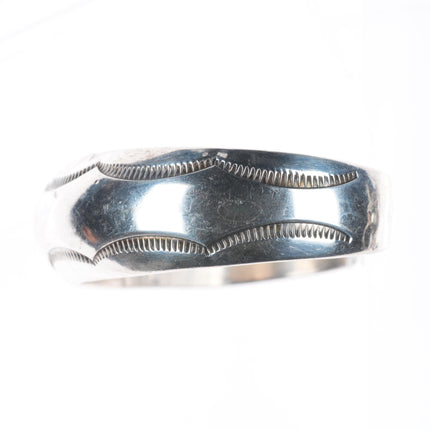 6.75" Orville Tsinnie Navajo sterling silver stamped domed cuff bracelet