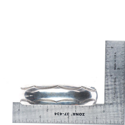 6.75" Orville Tsinnie Navajo sterling silver stamped domed cuff bracelet