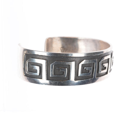 7" Vintage Navajo sterling silver maze pattern overlay cuff bracelet