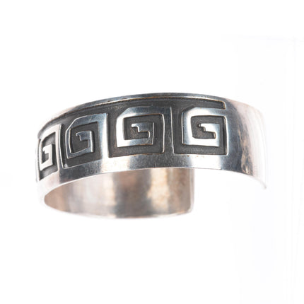 7" Vintage Navajo sterling silver maze pattern overlay cuff bracelet