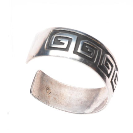 7" Vintage Navajo sterling silver maze pattern overlay cuff bracelet