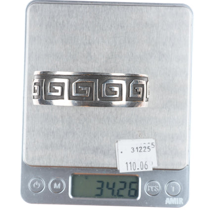 7" Vintage Navajo sterling silver maze pattern overlay cuff bracelet