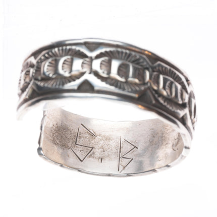 6.6" Vintage Navajo Deep stamped sterling silver SB cuff bracelet