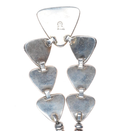 Alfred Joe Navajo Sterling silver lapis beaded necklace shadowbox/overlay design