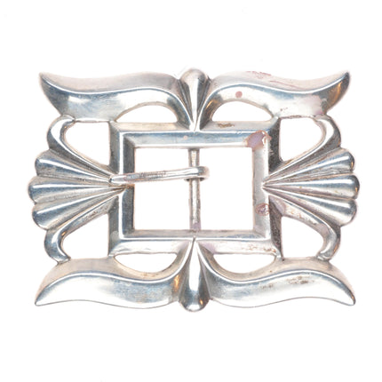 Vintage Navajo sandcast sterling silver belt buckle SS