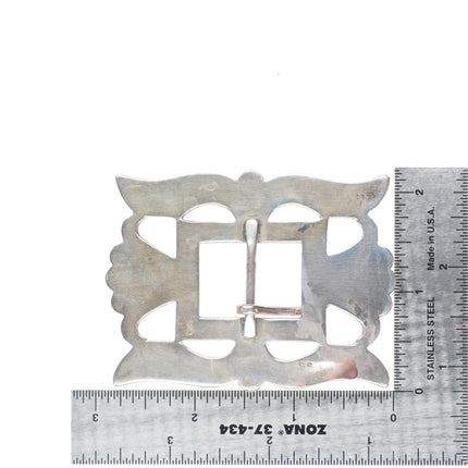 Vintage Navajo sandcast sterling silver belt buckle SS