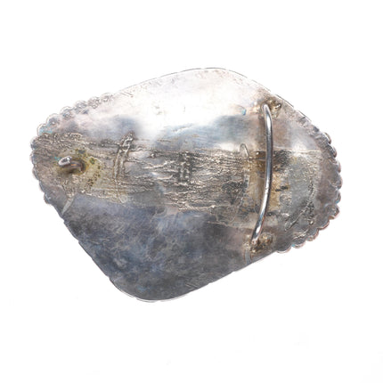 Vintage Navajo Huge turquoise slab belt buckle sterling silver