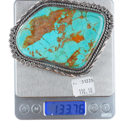 Vintage Navajo Huge turquoise slab belt buckle sterling silver