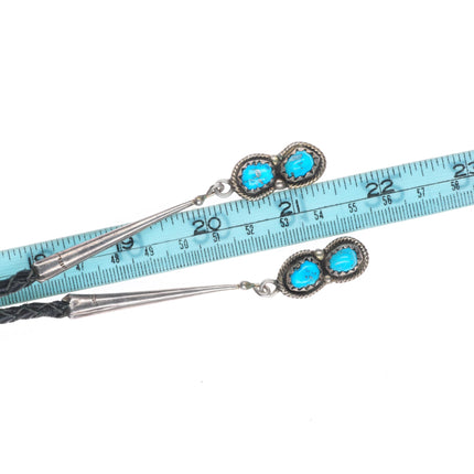 c1960's c-31 Harry Begay? Sterling silver turquoise cluster bolo tie fancy tips