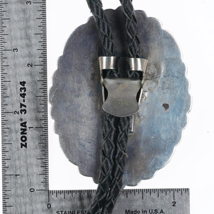 c1960's c-31 Harry Begay? Sterling silver turquoise cluster bolo tie fancy tips