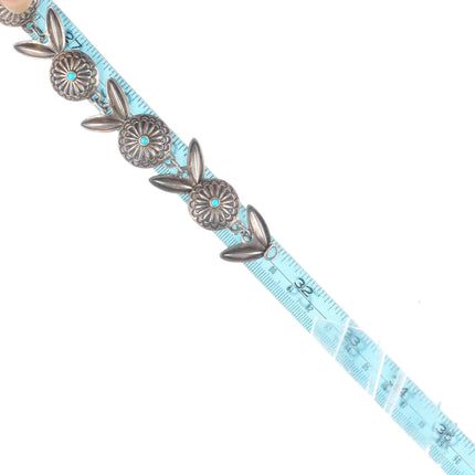 31.5" 1940s Vintage Navajo sterling silver sleeping beauty turquoise concho belt