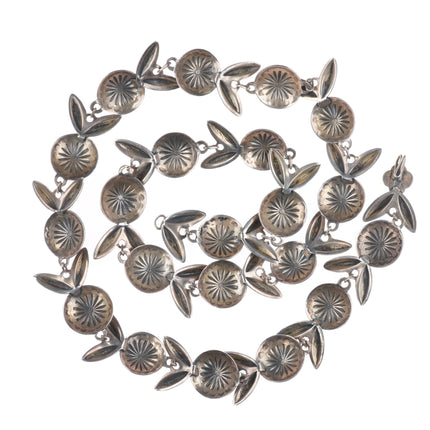 31.5" 1940s Vintage Navajo sterling silver sleeping beauty turquoise concho belt