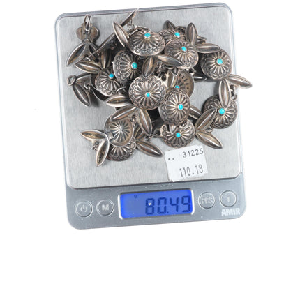 31.5" 1940s Vintage Navajo sterling silver sleeping beauty turquoise concho belt