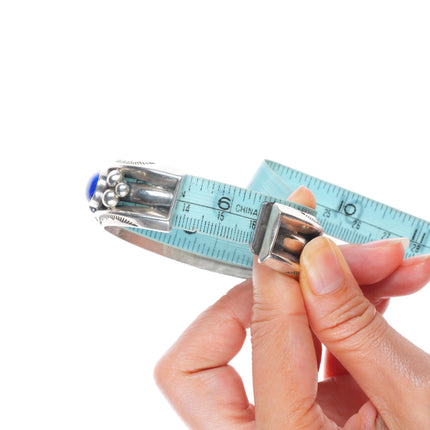 6.3" Jeanette Dale Navajo carinated sterling silver lapis row cuff bracelet