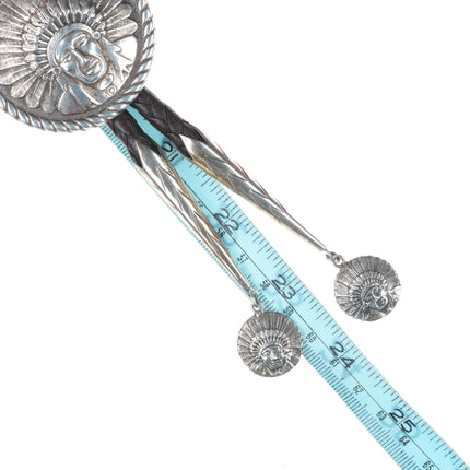 Edward Bohlin "Chief Red Wolf" Sterling silver hand engraved bolo tie Indian