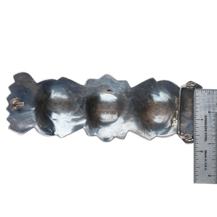 Huge Emerson Bill Navajo sterling silver heavy deep stamped belt buckle
