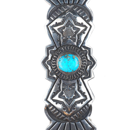 Huge Emerson Bill Navajo sterling silver heavy deep stamped belt buckle