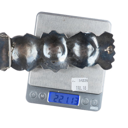 Huge Emerson Bill Navajo sterling silver heavy deep stamped belt buckle