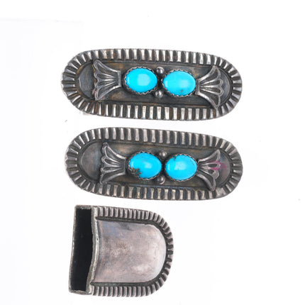 Vintage Harry Morgan Navajo sterling silver turquoise 1" ranger belt buckle set