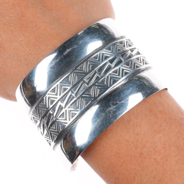 6.3" Seth Brown Taos Pueblo Native American sterling silver cuff bracelet
