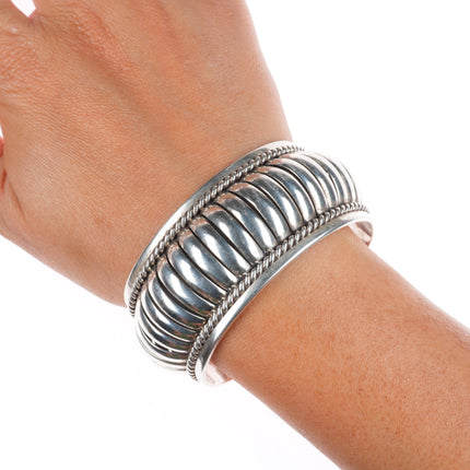 6.5" Thomas Charley Navajo sterling silver segmented melon cuff bracelet