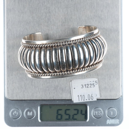 6.5" Thomas Charley Navajo sterling silver segmented melon cuff bracelet
