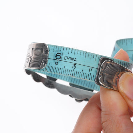 6.75" 1940 Fred Harvey type thunderbird sterling silver turquoise cuff bracelet