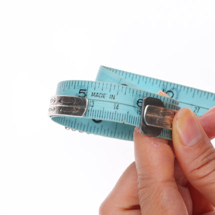 6" c1940's Zuni sterling silver 2 row snake eye turquoise cuff bracelet