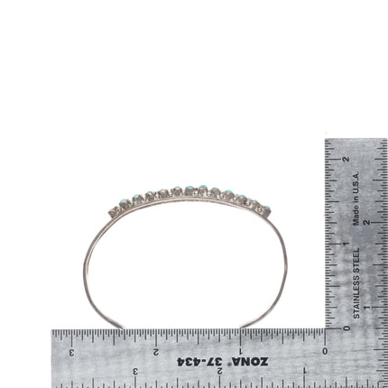 6.2" c1940's Zuni sterling silver 2 row snake eye turquoise cuff bracelet slim