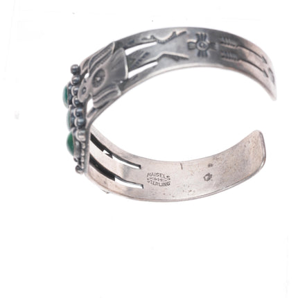 6.25" c1940 Maisels/Fred Harvey Thunderbirds Cerrillos turquoise cuff bracelet
