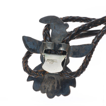 c1960 c--31 Vintage Zuni sterling silver channel inlay thunderbird bolo tie