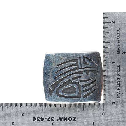 small vintage Hopi overlay bear paw sterling silver belt buckle