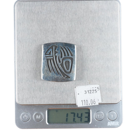 small vintage Hopi overlay bear paw sterling silver belt buckle