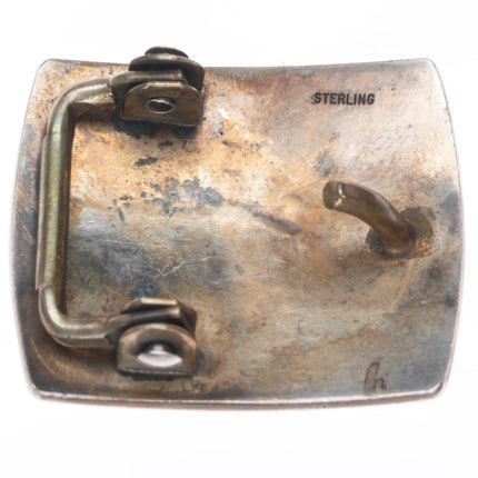 small vintage Hopi overlay bear paw sterling silver belt buckle