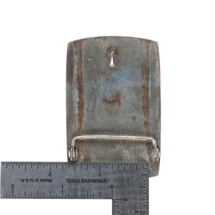 Alde Qumyintewa Hopi overlay kachina/corn sterling silver belt buckle