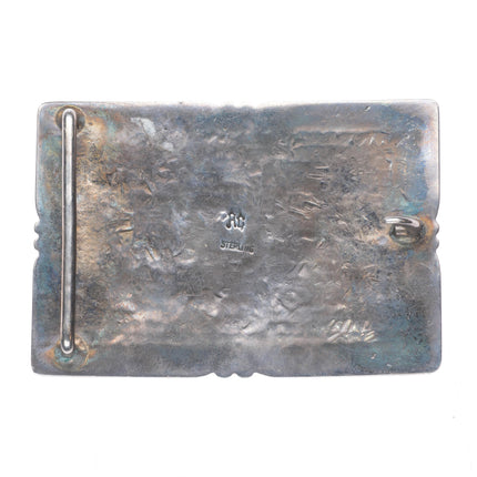 Alberto Contreras vintage southwestern sterling silver turquoise belt buckle