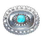 Vintage Navajo sterling silver pierced edge concho belt buckle with turquoise