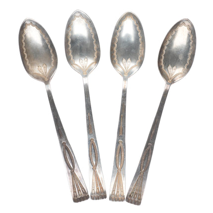 c1940's Vintage Navajo sterling silver hand stamped spoon set