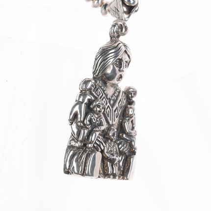 Vintage Southwestern sterling silver storyteller doll pendant/beaded necklace