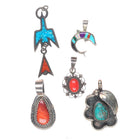 Vintage Southwestern/Navajo sterling silver pendant lot turquoise/spiny oyster