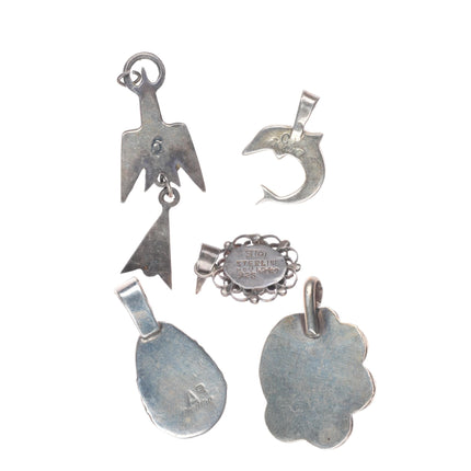 Vintage Southwestern/Navajo sterling silver pendant lot turquoise/spiny oyster