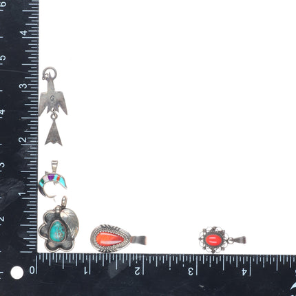 Vintage Southwestern/Navajo sterling silver pendant lot turquoise/spiny oyster