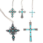 Vintage Navajo/Zuni sterling silver/turquoise snake eye cross lot/collection
