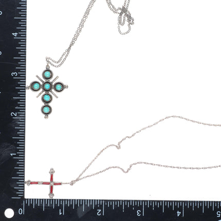 Vintage Navajo/Zuni sterling silver/turquoise snake eye cross lot/collection