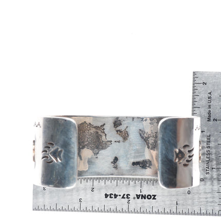 8.5" Dina Huntinghorse 14k gold/sterling silver Native American cuff bracelet