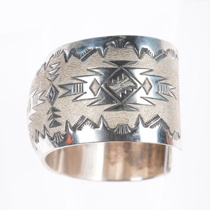 6.4" Florence Tahe Navajo vintage sterling silver wide band cuff bracelet